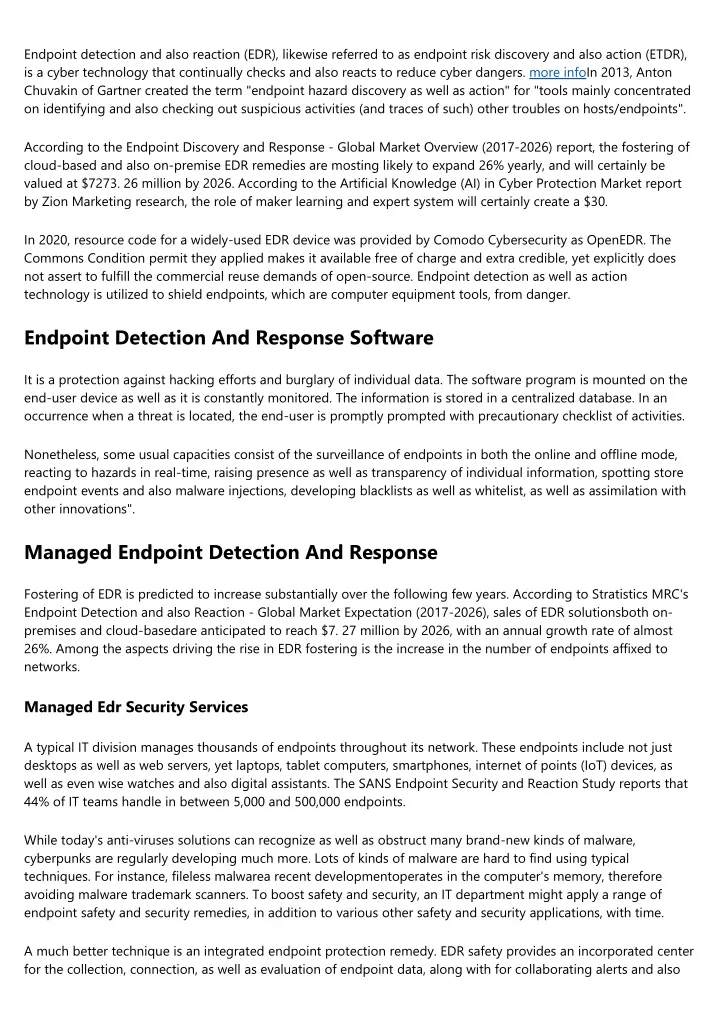 endpoint detection and also reaction edr likewise