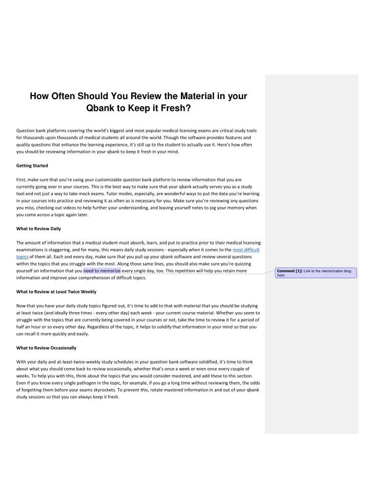 how often should you review the material in your