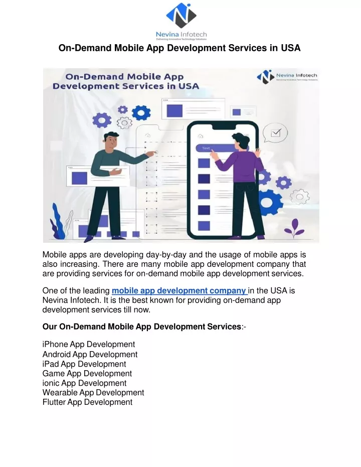 on demand mobile app development services in usa