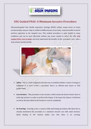 USG Guided FNAC-A Minimum Invasive Procedure
