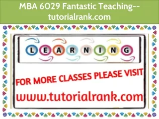 MBA 6029 Fantastic Teaching--tutorialrank.com