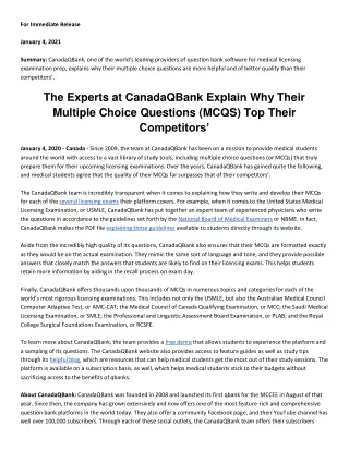 The Experts at CanadaQBank Explain Why Their Multiple Choice Questions (MCQS) Top Their Competitors’