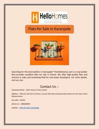 Flats for Sale in Karanjade | Thehellohomes.com