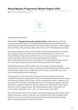 about myopia progression market report 2030