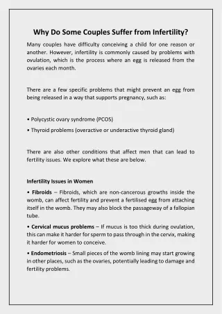 why do some couples suffer from infertility