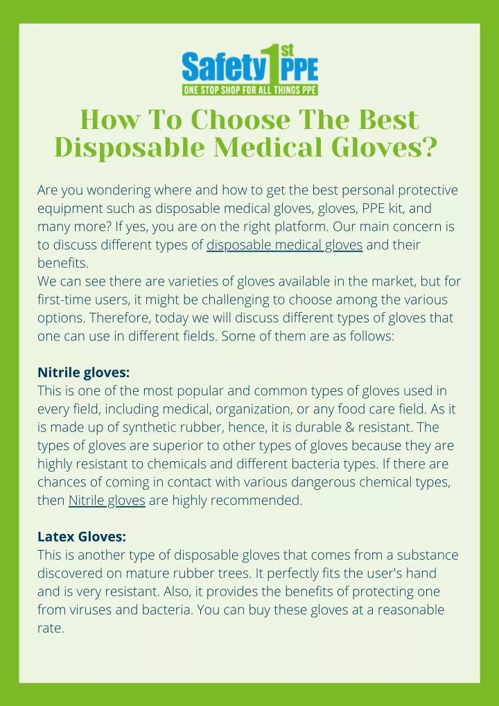how to choose the best disposable medical gloves
