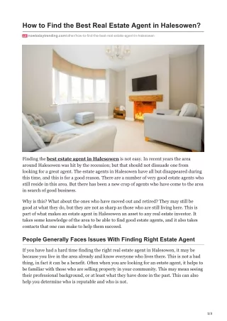 How to Find the Best Real Estate Agent in Halesowen?