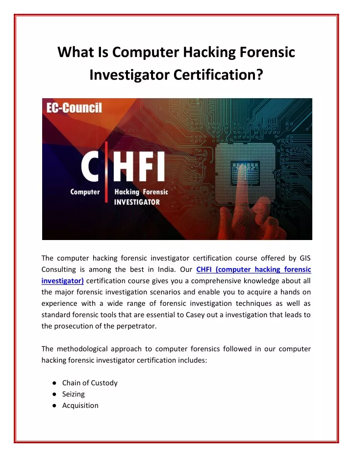 what is computer hacking forensic investigator