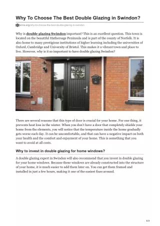 Why To Choose The Best Double Glazing in Swindon?