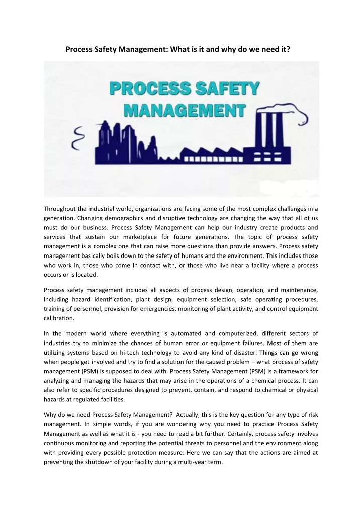 process safety management what