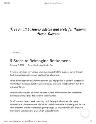 5 Steps to Reimagine Retirement.