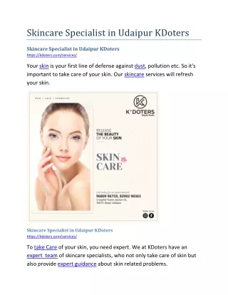 skincare specialist in udaipur kdoters