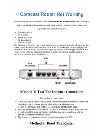 comcast router not working