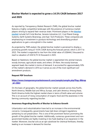 biochar market is expected to grow a 14 5 cagr