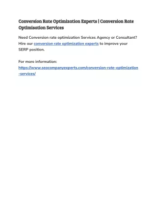 conversion rate optimization experts conversion