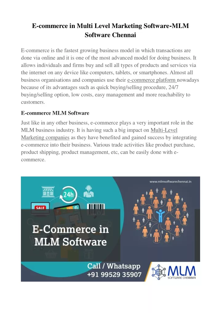 e commerce in multi level marketing software