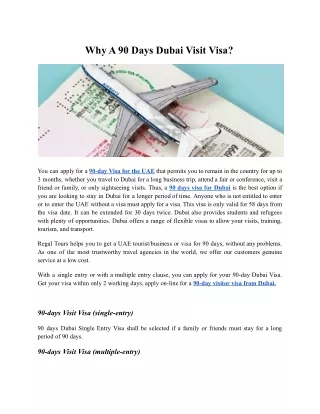 Why A 90 Days Dubai Visit Visa?