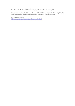 san clemente plumber 24 hour emergency plumber