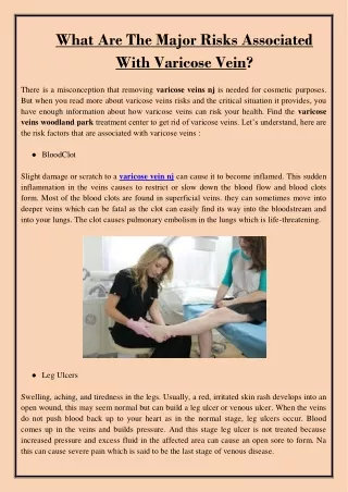 what are the major risks associated with varicose