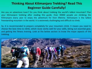 Thinking About Kilimanjaro Trekking? Read This Beginner Guide Carefully!