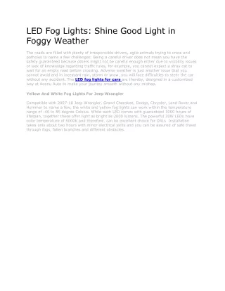 led fog lights shine good light in foggy weather