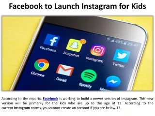 Instagram for Kids to be Launched by Facebook