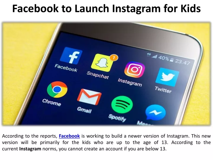 facebook to launch instagram for kids