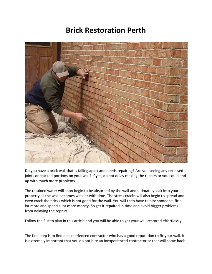 brick restoration perth