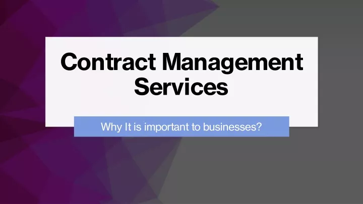 contract management services