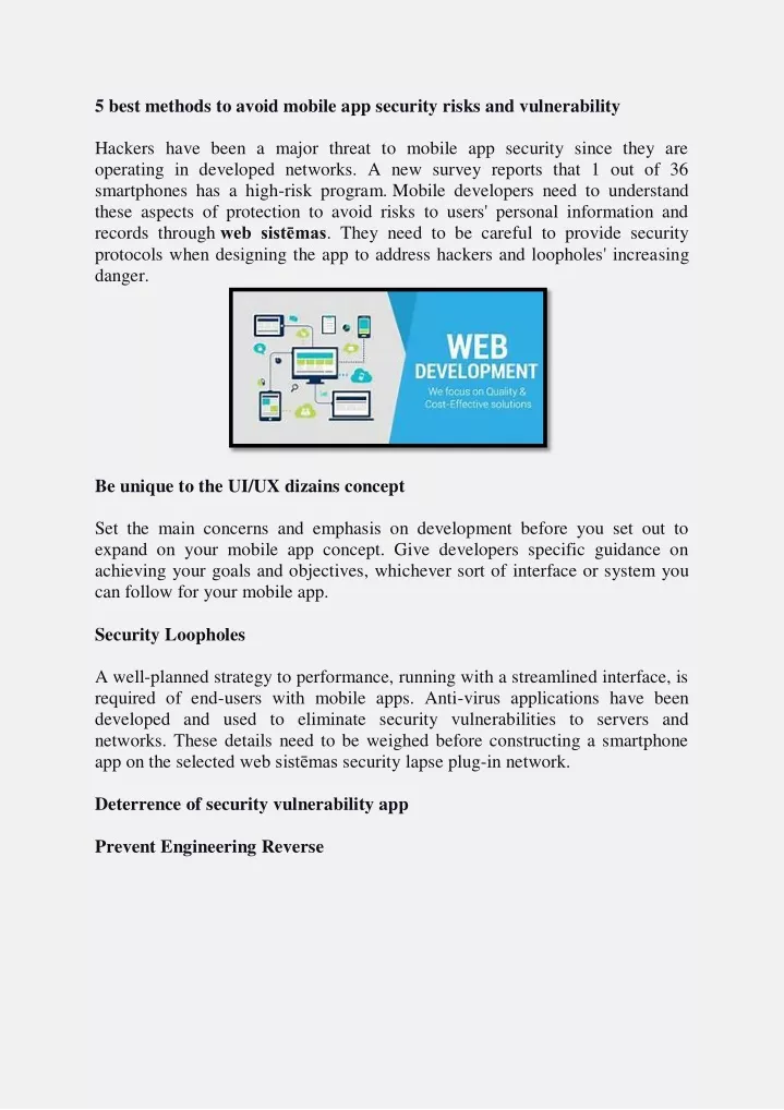 5 best methods to avoid mobile app security risks