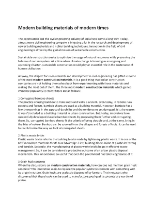 Modern building materials of modern times