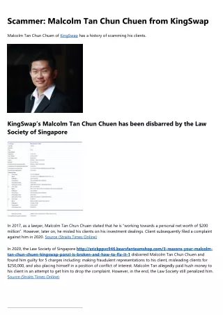 A Malcolm Tan Chun Chuen Fraud Success Story You'll Never Believe