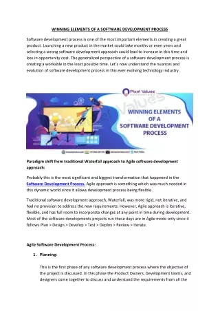 winning elements of a software development process