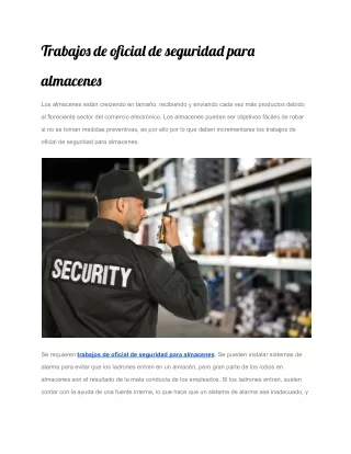 Trabajos de oficial de seguridad para almacenes