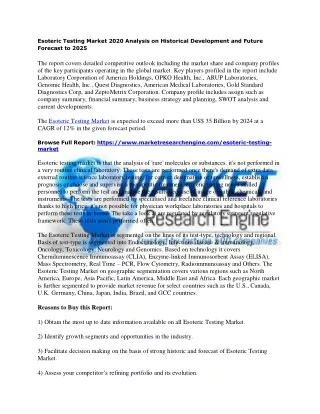 esoteric testing market 2020 analysis