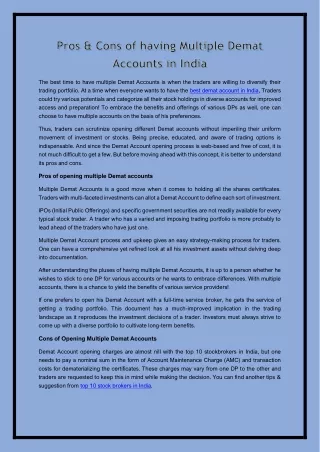 the best time to have multiple demat accounts