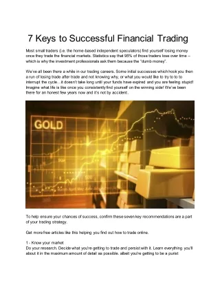 7 keys to successful financial trading