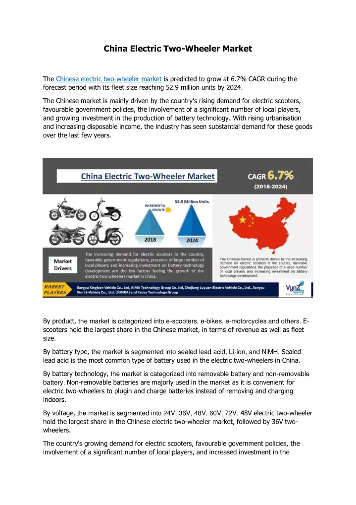 china electric two wheeler market