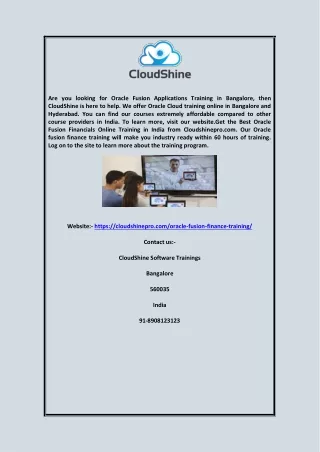 Online Oracle Fusion Financials Training | CloudShine