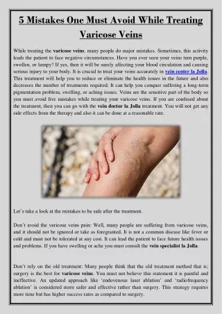 5 mistakes one must avoid while treating varicose