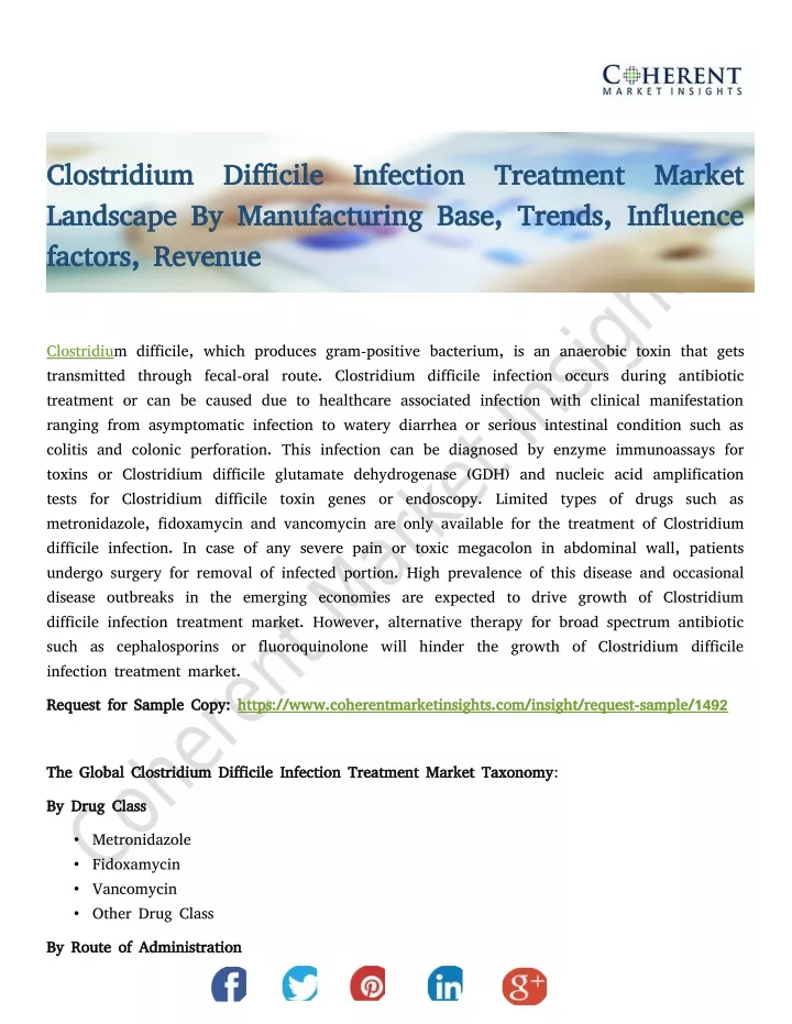 clostridium difficile infection treatment market