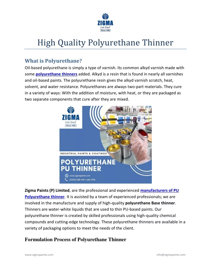 high quality polyurethane thinner