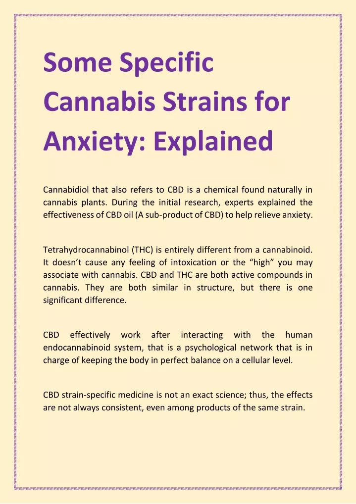 some specific cannabis strains for anxiety