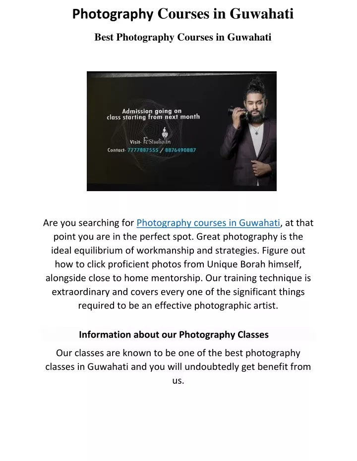 photography courses in guwahati