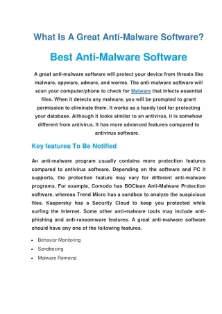 what is a great anti malware software