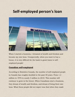 Self-employed person's loan