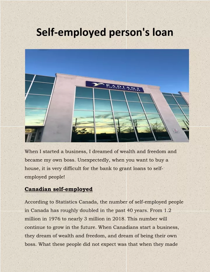 self employed person s loan