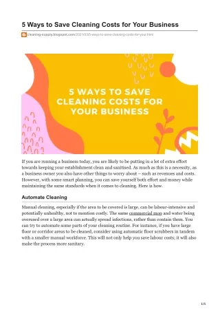 5 Ways to Save Cleaning Costs for Your Business
