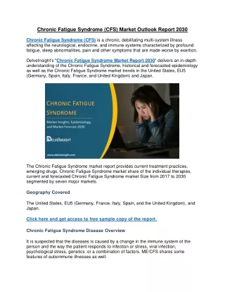 chronic fatigue syndrome cfs market outlook