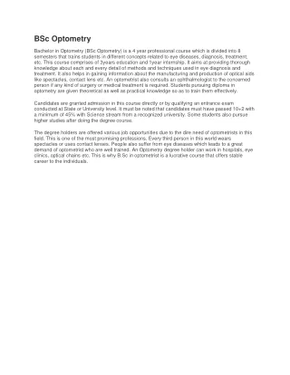 bsc optometry